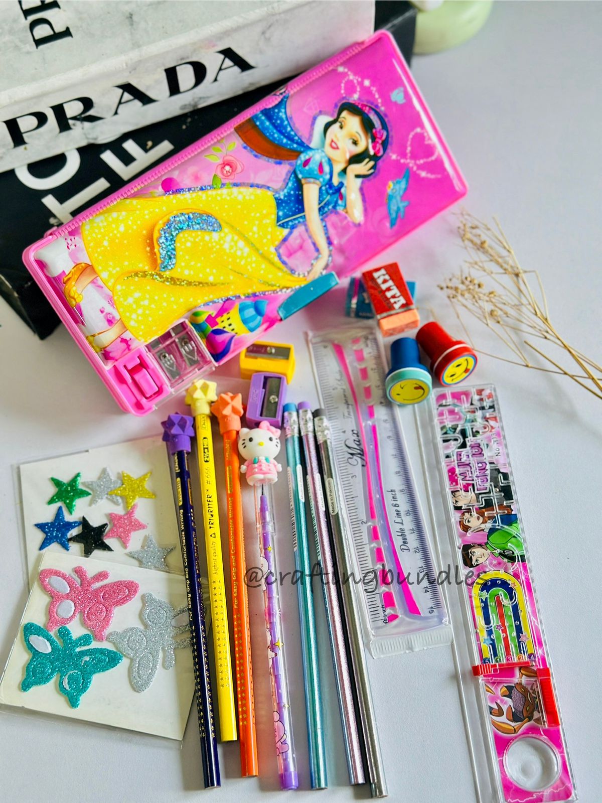 Button Pencil Box With Stationery