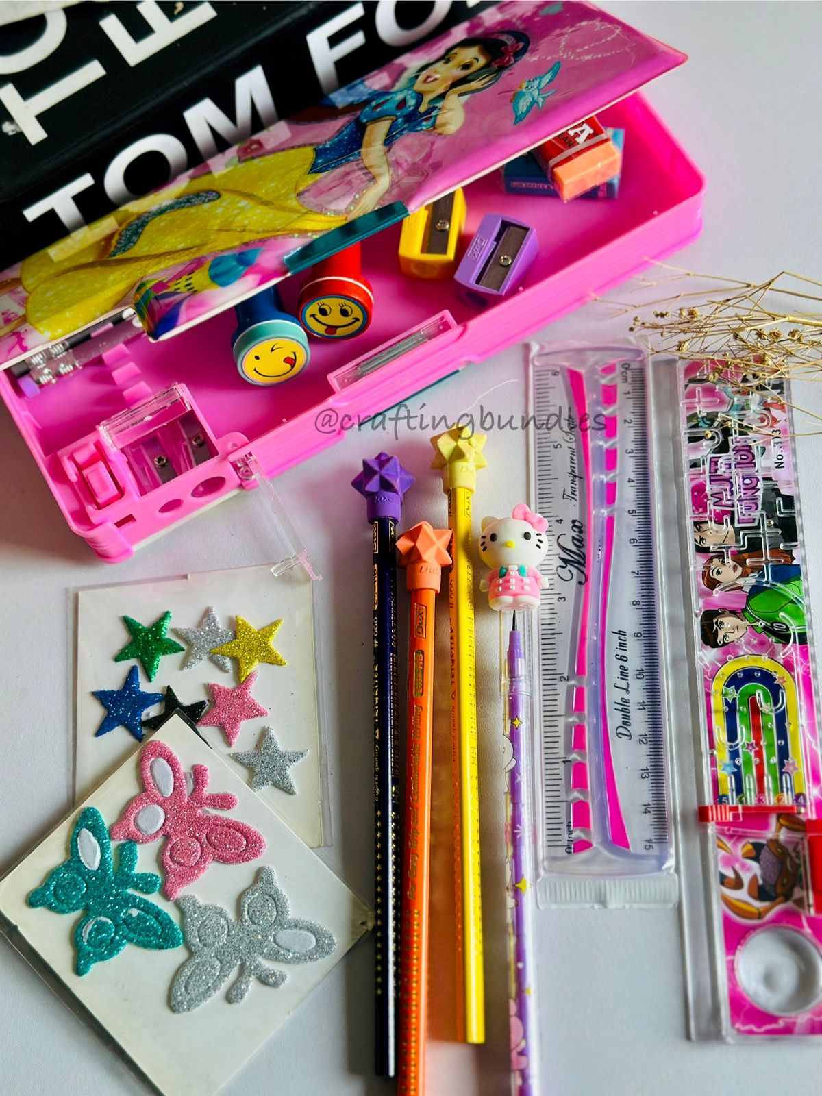 Button Pencil Box With Stationery