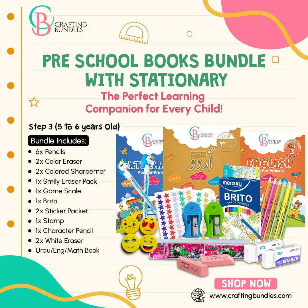Pre School Books Bundle with Stationary