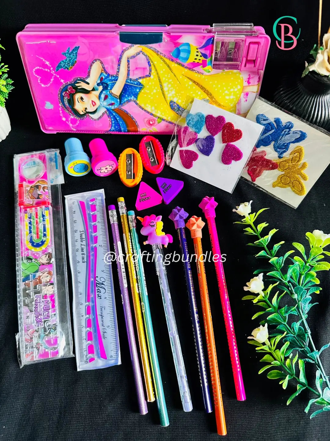 Button Pencil Box With Stationery