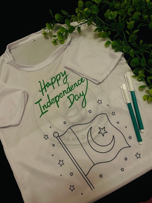 DIY Pakistan Independence Day Colouring T-Shirt for Kids