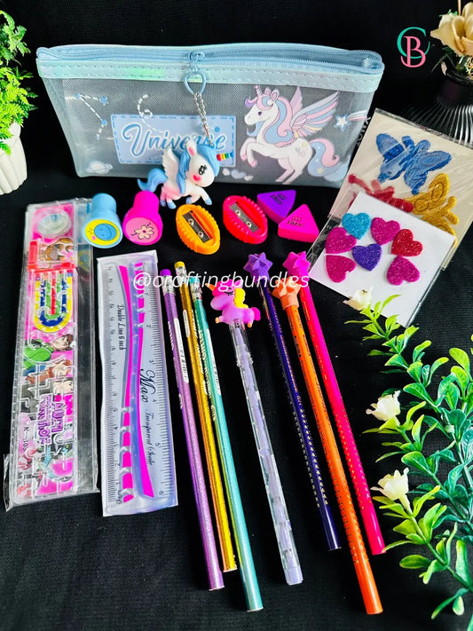 Unicorn Pouch With Stationery