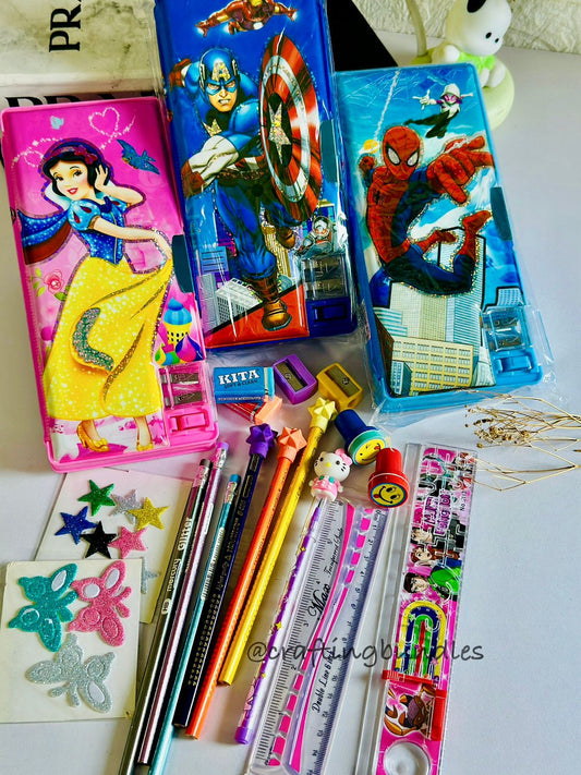 Button Pencil Box With Stationery