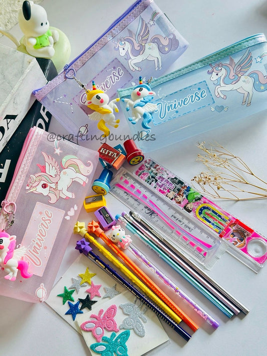 Unicorn Pouch With Stationery