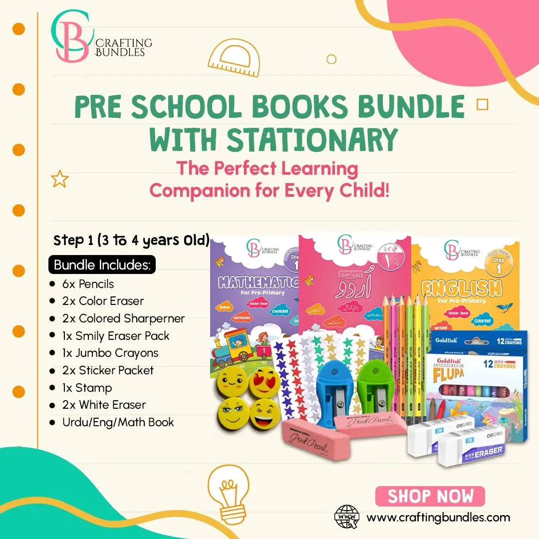 Pre School Books Bundle with Stationary