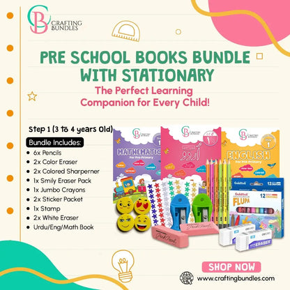 Pre School Books Bundle with Stationary