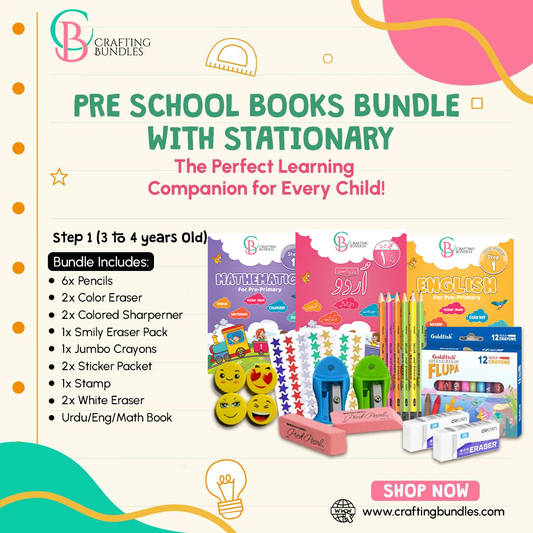 Pre School Books Bundle with Stationary