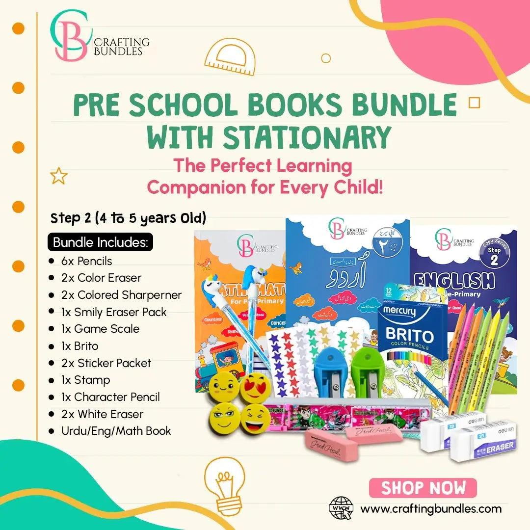 Pre School Books Bundle with Stationary